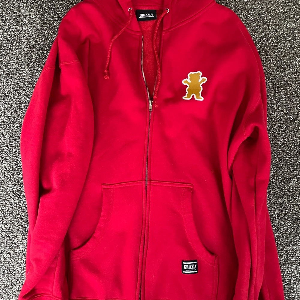 Grizzly Griptape Red XL zip up hoodie